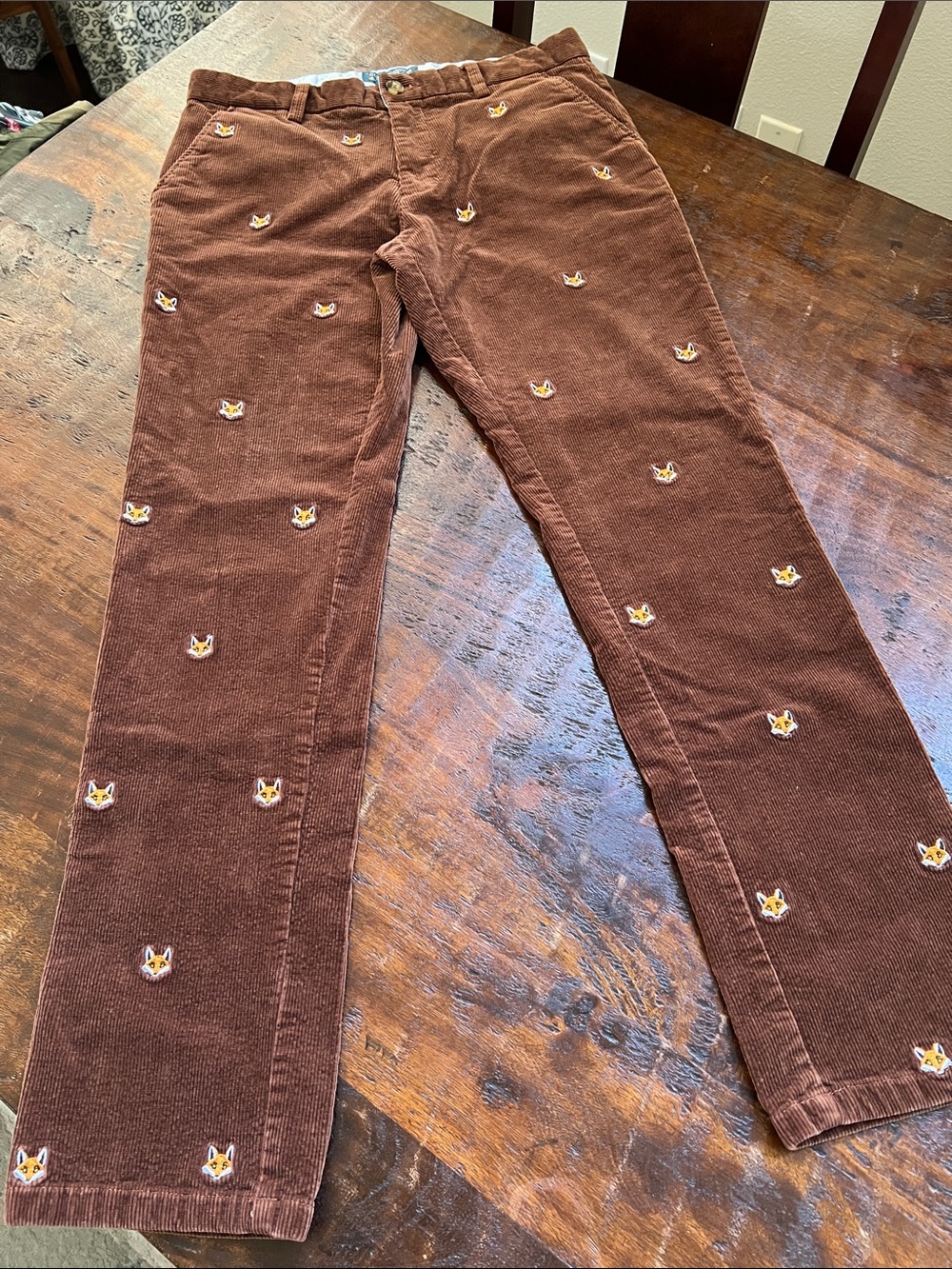 KJP Comfy Campfire Cords Pants Zip Fly Sly Fox Embroidered Brown Men's 30x30 - Picture 9 of 15